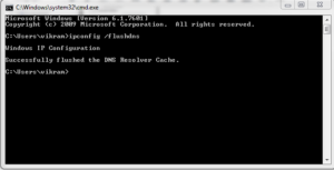 flush dns cache using command prompt 