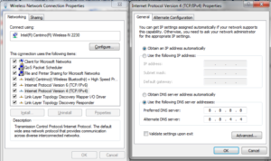 changing dns prefered and alternate addresses