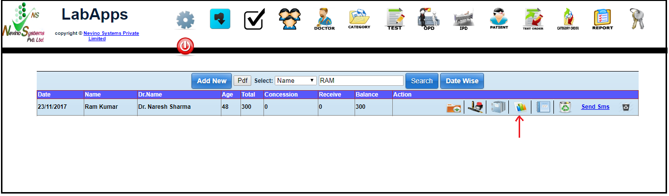 nevino lab category wise report option