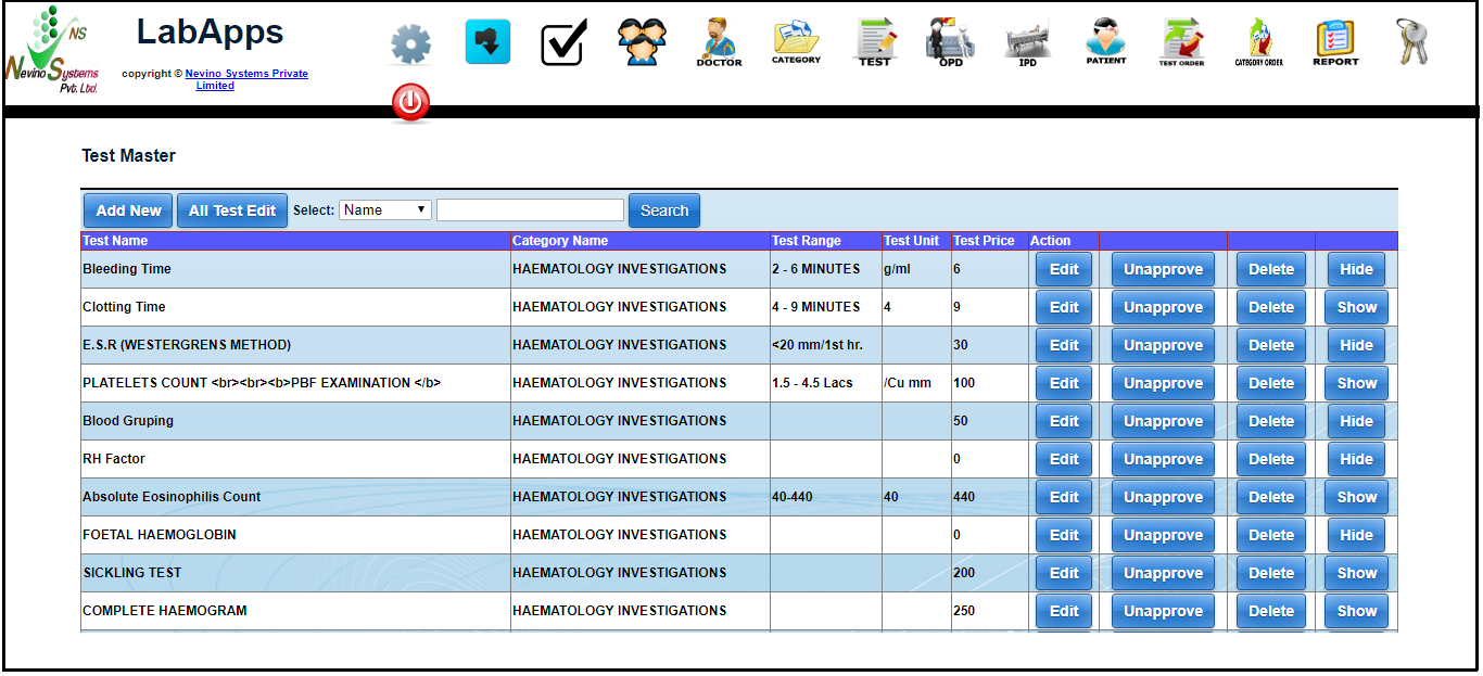 all test window