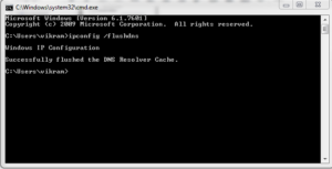 flush dns cache using command prompt